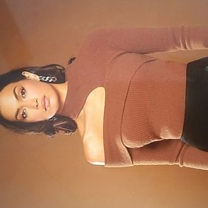 Sweater  Curry-Paprika Bodycon Top"Cut Out"